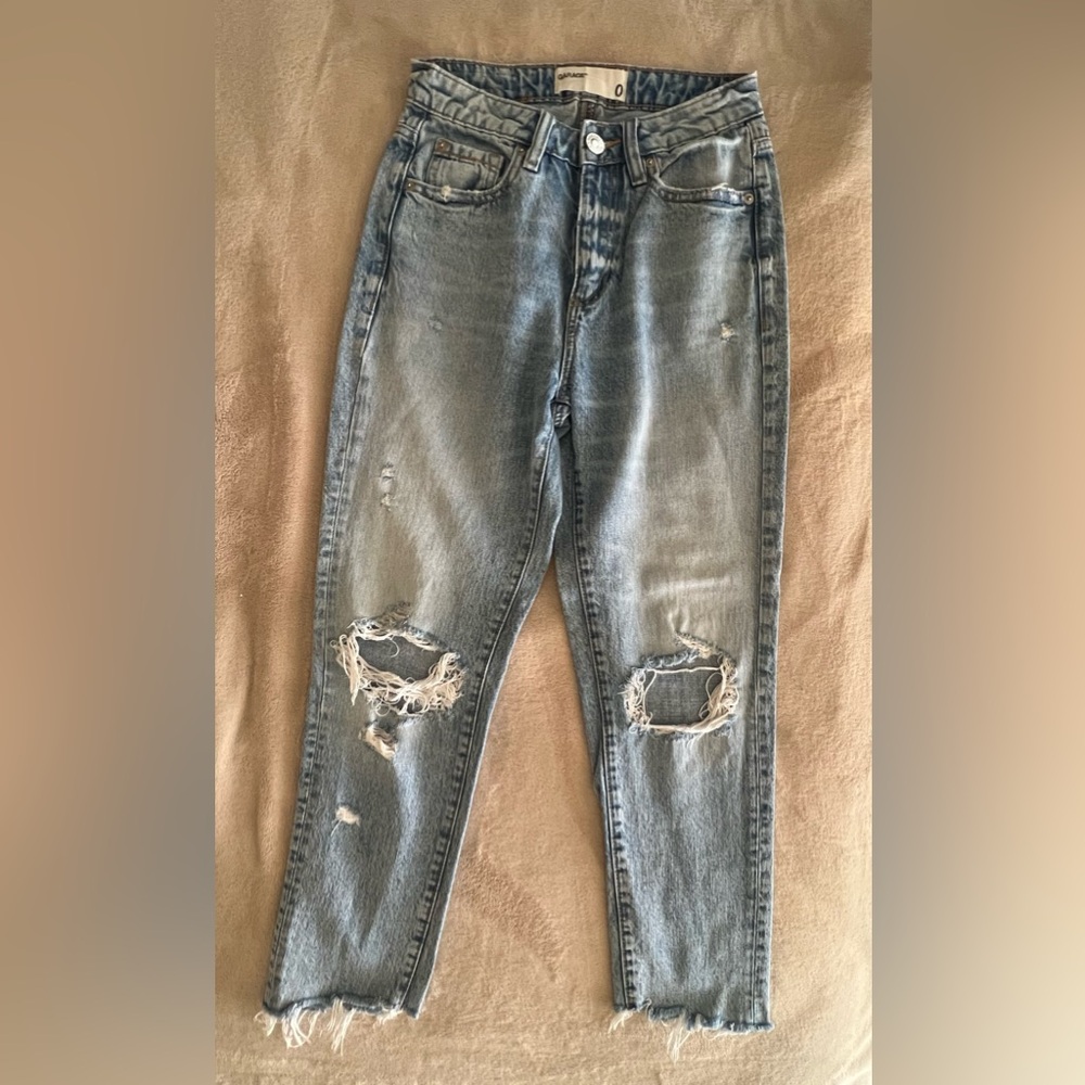 Garage Light Blue Distressed Baggy Jeans